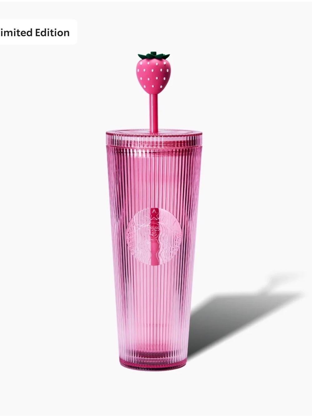 NEW Limited Edition Starbucks 20oz Pink Pleated Plastic Cold Cup.